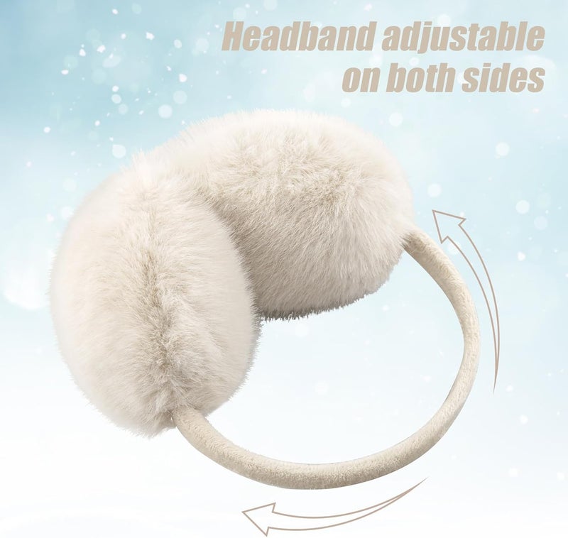 YATANAM Ear Muffs for Women Faux Fur Winter Girls Earmuffs Fluffy Adjustable Ear Warmers Cute Ear Covers - Image 2